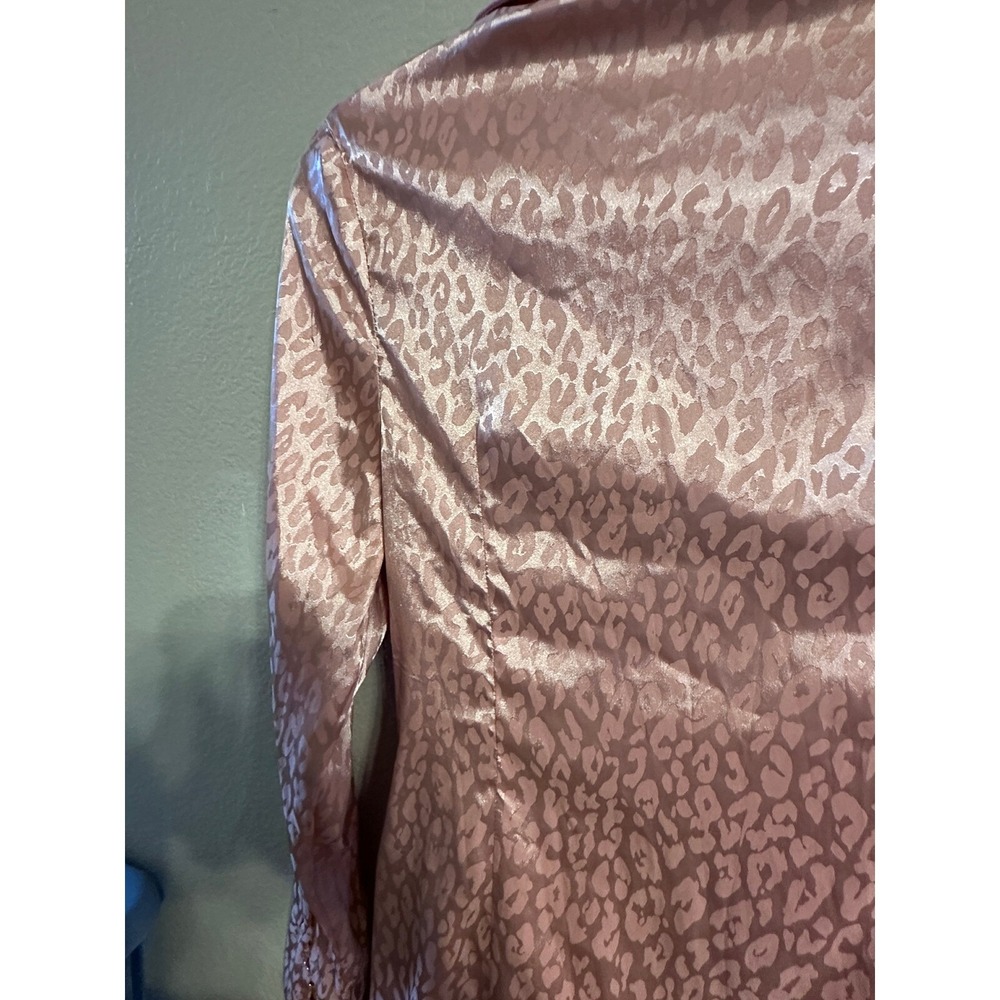 Lena Pink Leopard Print Tie Front Long Sleeve Mini Dress Size M - Picture 8 of 8